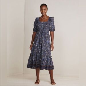 Vineyard Vines Smocked Puff Sleeve MIDI Dress Size M NWT